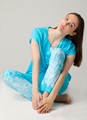Пижама, цвет белые узоры на голубом (А)